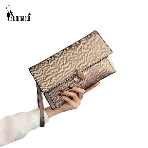 

funmardi luxury design evening bag women's clutch pu leather envelope bag for women crossbody soild brand clutch wlh1929