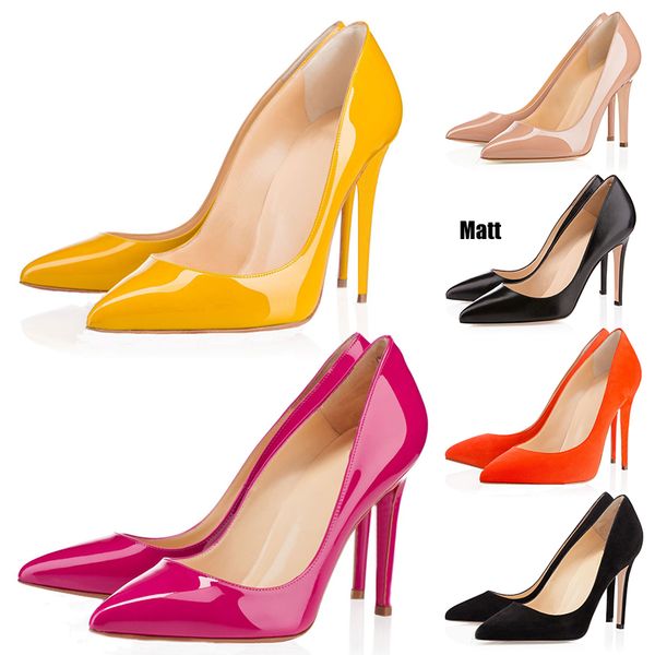 

red bottoms luxury designer so kate styles high heels round pointed toes pumps womens wedding dress shoes 35-42 8cm 10cm 12cm t07, Black