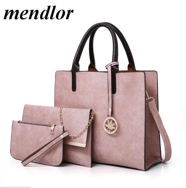 

2018 new women bags set 3 pcs leather handbag women large tote bags ladies shoulder bag handbag messenger bag purse sac a main