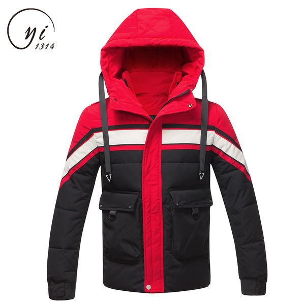 

black red stripe winter parka men chaqueta hombre invierno wind breaker sportjacket men windbreak thick warm casaco masculino, Tan;black