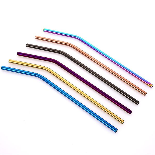

красочные 304 из нержавеющей стали соломинки многоразовой straight bent metal сока соломинка партии поставщик барных аксессуаров