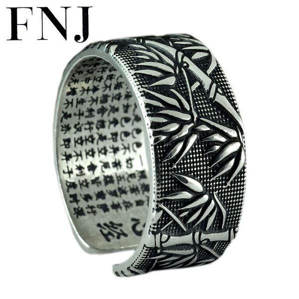 

fine 925 silver bamboo rings buddha adjustable size vintage trendy s925 solid thai silver ring for women men jewelry c18112301, Slivery;golden