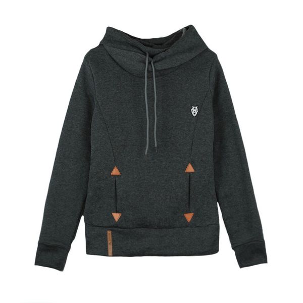 

autumn winter solid women hoodies plus size 3xl loose sweatshirt fashion pu leather patch coat with pocket warm sweatshirt, Black
