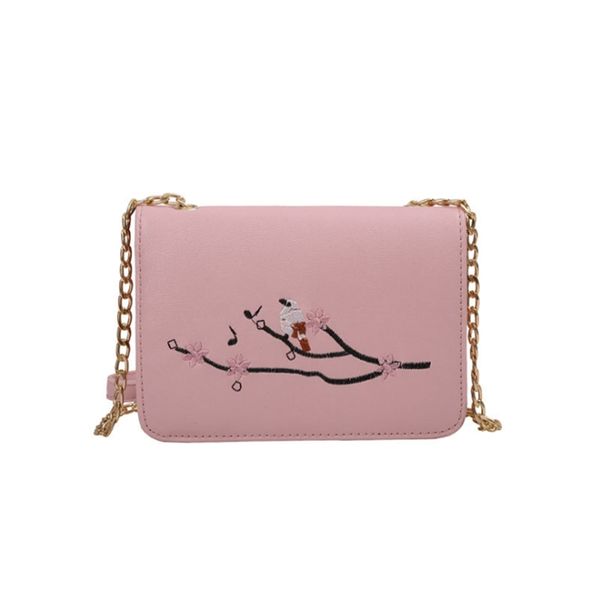 

new embroidery shoulder bag for women printed peach branch female crossbody bag fashion ladies chain mini small square package