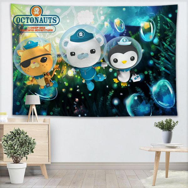 

octonauts anime tapestry wall hanging decor home birthday party decorations fabric tapestries camping tent travel sleeping pad