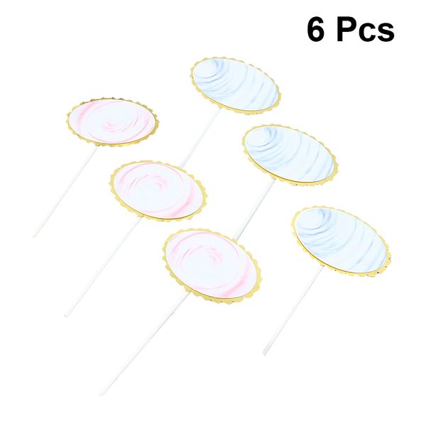 

6pcs lovely blank cake er diy paper cake picks cupcake ers party supplies for wedding birthday baby shower decoration