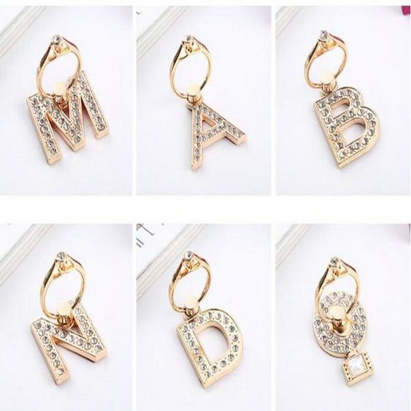 

bling diamond finger holder for cell phone magnetic ring grip holder universal letter kickstand 360 finger ring stand