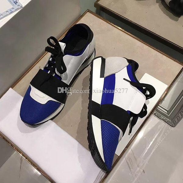 

2019 fashion and quality designer sneaker man woman casual shoes genuine leather mesh pointed toe race runner shoes outdoors trainers with b, Black