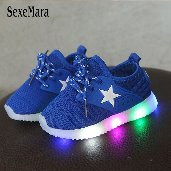 

led light shoes kids 1-3 years baby sneakers with backlight pink girls shoes toddler breathable casual black/blue b08012