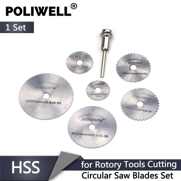 

mini cutting disc 6pcs circular saw blades + 1pc 3.2mm diameter rod hss wood metal cut-off wheels for dremel rotary power tools