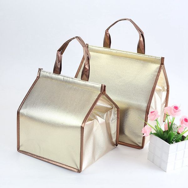 

portable cake insulated bag aluminum foil thermal storage box waterproof ice pack lunch box foldable cooler bag + ice