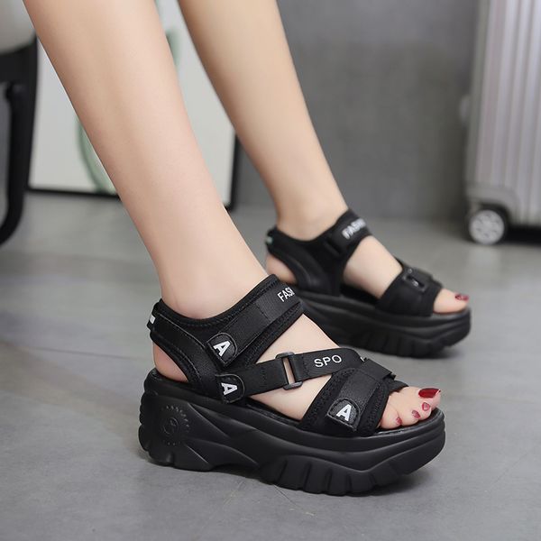 

2020 platform sandals women summer shoes buckle thick heel casual sandals shoes summer sandalias mujer 2020, Black
