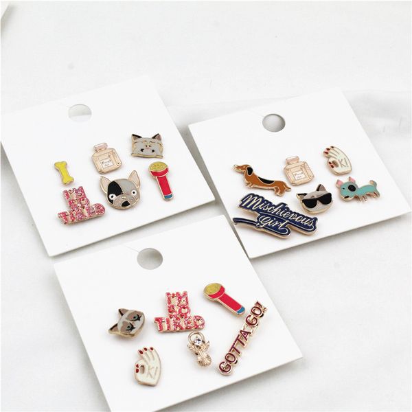 

cute brooch for women dog bone cat animal gonna go ok letter ink microphone enamel pins metal broche women accessories lapel pin, Gray