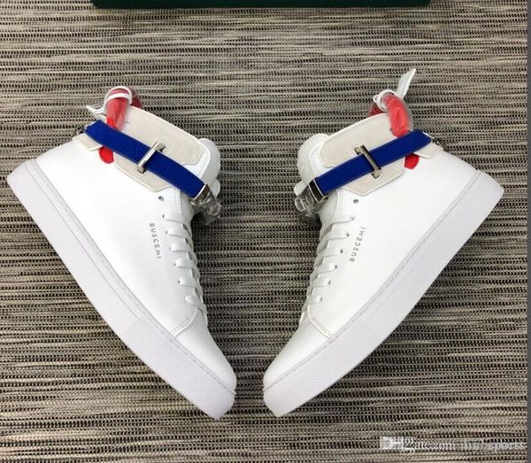 

perfect designer busce 100mm dusty tricolor lock sneaker shoes genuine leather high men leisure outdoor hip hop street walking shoes, Black