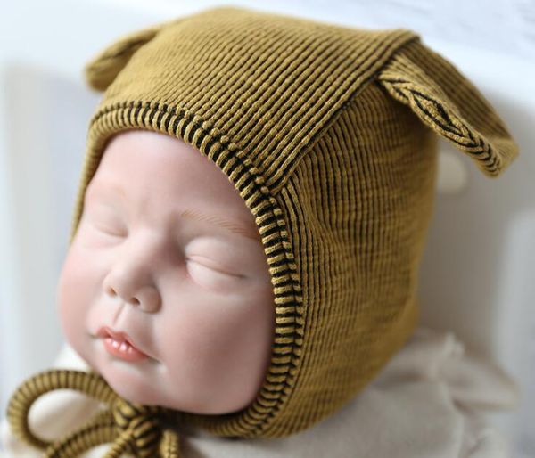 

baby hat knitted cap hats warm bear round machine cap protects ear bonnet baby cute winter caps