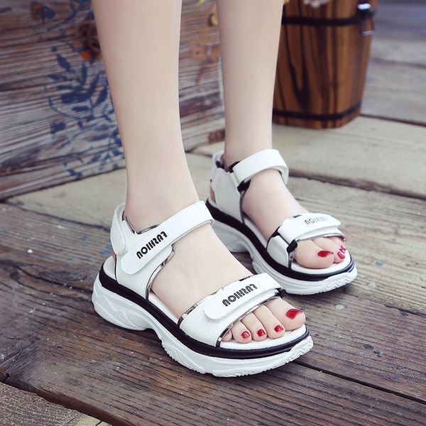 

cross-shoes flat sandal shoe shoes beige heeled sandals 2020 summer all-match strappy heels med flower black comfort block