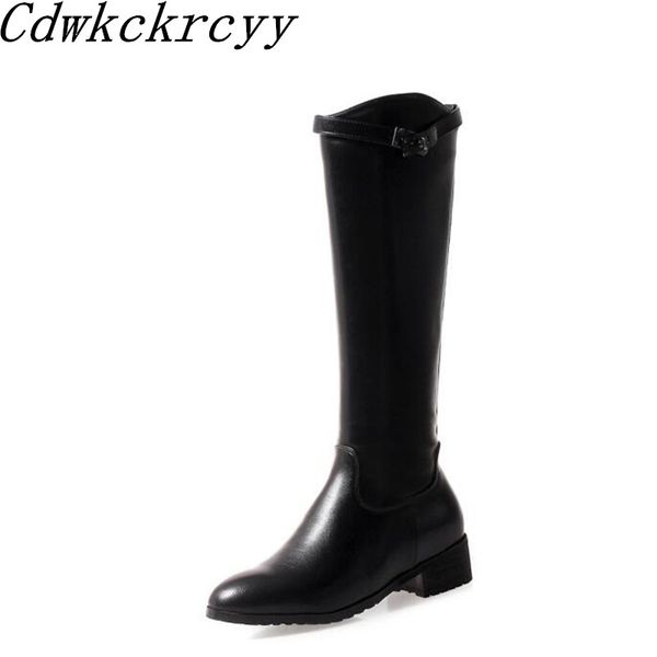 

winter new pattern fashion round head coarse heel leisure time boots simplicity temperament cashmere keep warm women boots 34-43, Black