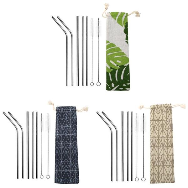 

8pcs stainless steel straw animal pattern reusable coffee straw with brush