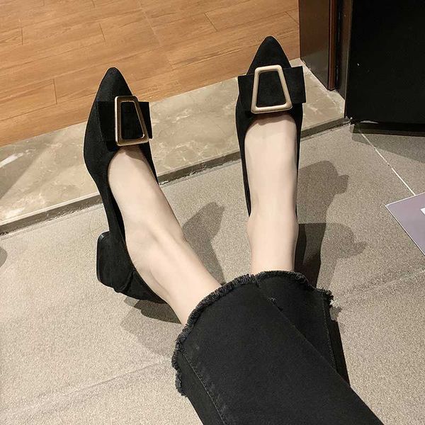 

2020 spring new fashion women pumps plaid dress shoes pointed toe boat shoes square heels pump office work black 8017r