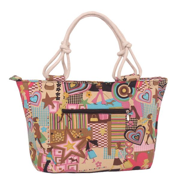 

gift beach woman bag bucket hand carry single shoulder canvas large capacity printed shopping casual tote travel storage daily