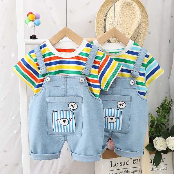 

2020 summer детские мальчики одежда наборы нашивки с коротким рукавом футболка denim шорты одежда для младенцев детская одежда, White
