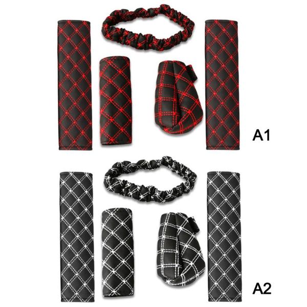 

5pcs/set handbrake sleeve shift knob cover rearview mirror protector seat belt cushion car styling