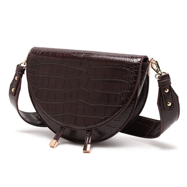 

fashion alligator pu leather women saddle bag luxury shoulder bags small round handbag spring and summer crossbody messenger baghand bag lar