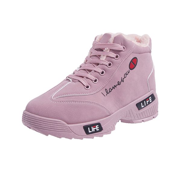 

shoes woman flat ankle snow motorcycle boots female suede leather lace-up rubber winter boots women botas mujer snow, Black