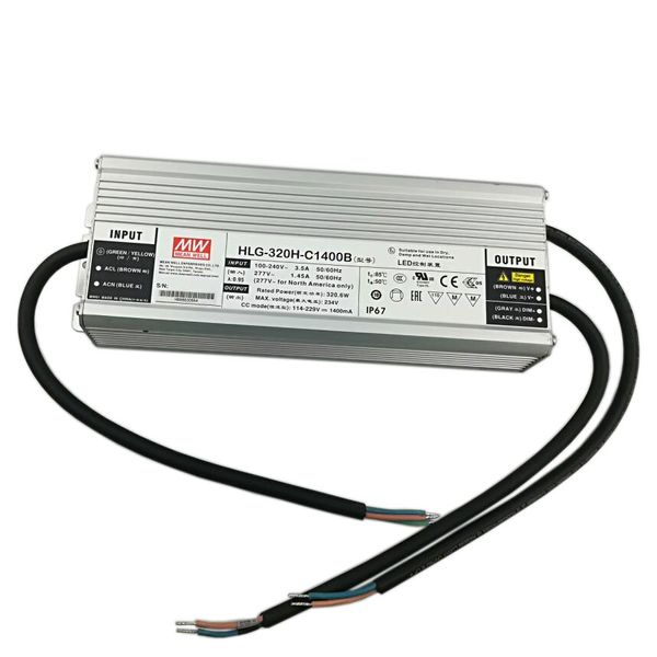 Dimmbarer Meanwell 320-W-LED-Treiber HLG-320H-C1400B Konstantstrom-wasserdichtes Netzteil für 6 Stück Cree Cob cxb3590 5.0