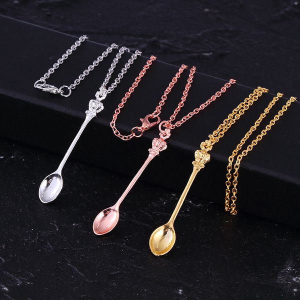 

fashion jewelry woman necklace new popular crown spoon sweater chain, Silver