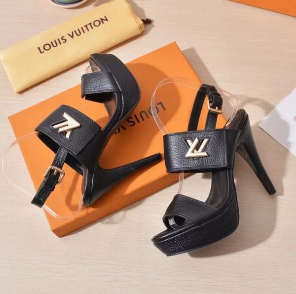 

new fashion women's high heel shoes summer leather sandals woman peep toe sandals flip-flops dff116542, Black