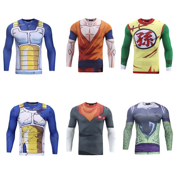 

Brand Mens Clothing 3d Anime Dragon Ball T Shirt Character Vegeta /Cell /Android 17 /Goku /Son Gohan Long Sleeve Tight Slim T -Shirt