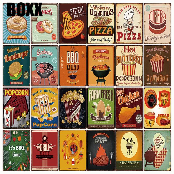 

food farm fresh chicken eggs hamburg pizza metal sign tin poster home decor bar wall art painting 20*30 cm size