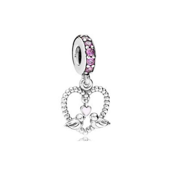 NEU 100 % 925 Sterling Silber Jugendmode Liebesvogel Anhänger Charm Original Damenschmuck Geeignet für Valentinstagsgeschenke