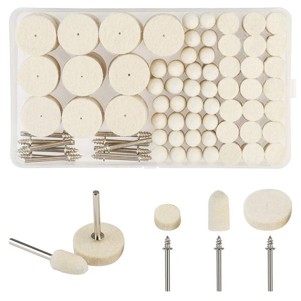 

123pcs wool felt polishing pad felt mounted mandrel set grinding head buffing wheel for rotary tools jewelry,glass,metal,ceramic