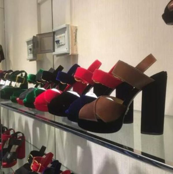 

New buckle high heeled andal female open toe chunky heel andal ummer fi h mouth waterproof platform nightclub women 039 hoe