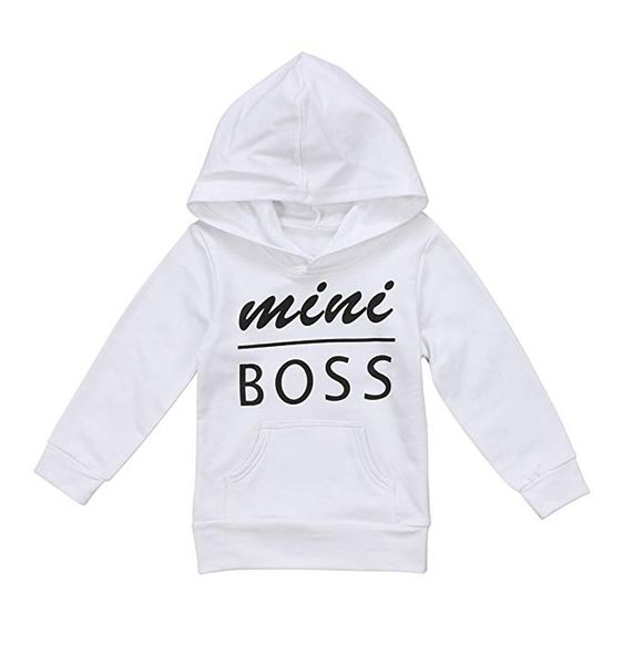 

pudcoco мини босса письмо печать с капюшоном карман футболка casual ребенок дети мальчик девочка tops с капюшоном одежда kid ребенок нового, Black