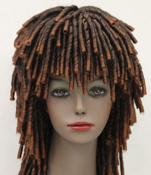 

+ black brown mixed africans style wig dreadlocks fancy dress ruud gullit