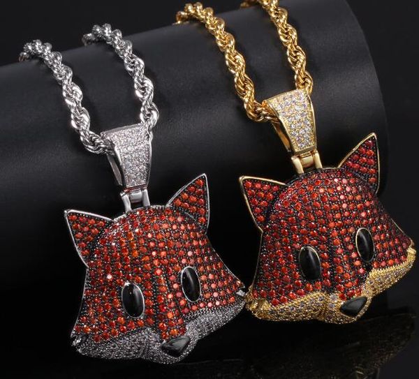

cartoon 316l stainless steel bling fox shape pendant popular hip hop necklace new pendant with a cloak bingbling pendant necklace, Silver
