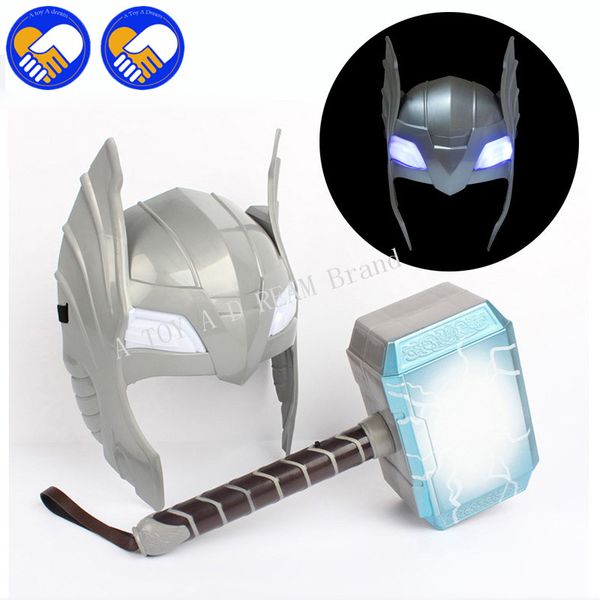 UK LED Glowing And Sounds Thor Hammer LED Mask Action Figures Kids Cosplay Toys