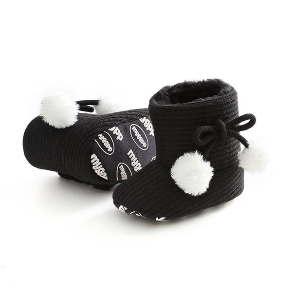 

winter boys girls baby solid casual cotton soft sole snow boots warm crib shoes toddler boots walk one pairs, Black