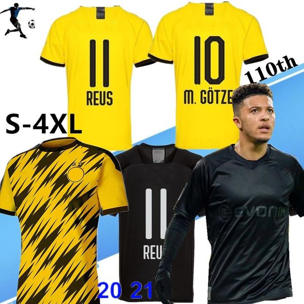 

new 110th bv borussia kids soccer jersey 2020 2021 gotze reus brandt hummels jersey 20 21 paco alcacer football shirts, Black;yellow