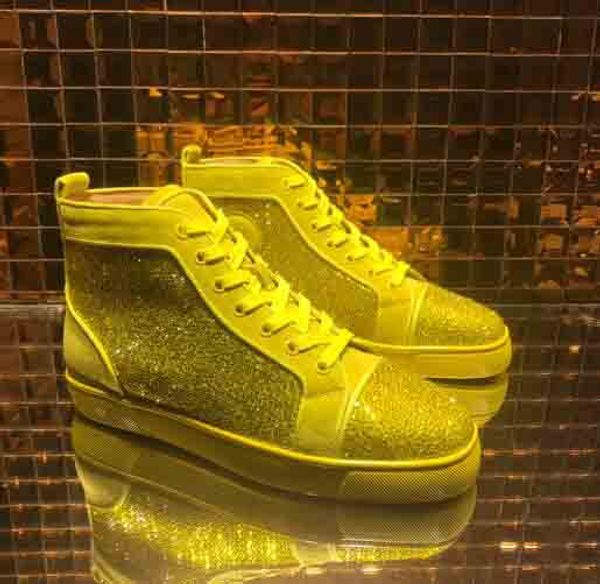 

with rhinestone mens women casual shoes red bottom multi color high flats sneaker fashion designer summer autum shoes, Black