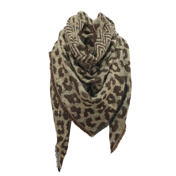 

#35 women winter scarf warm cashmere scarf leopard printing triangle wrap long shawl scarves and stole cape foulard femme, Blue;gray