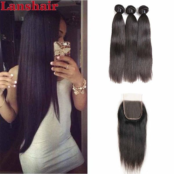 

бразильский индийский малазийский перуанский волос девственницы связки с закрытие straight тела deep water wave kinky завитые remy человечес, Black;brown