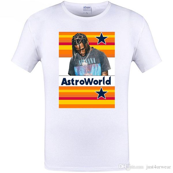 

astroworld letter print tshirt rapper travis scott men women hip hop tees white color loose high street t-shirt short sleeved streetwear, White;black