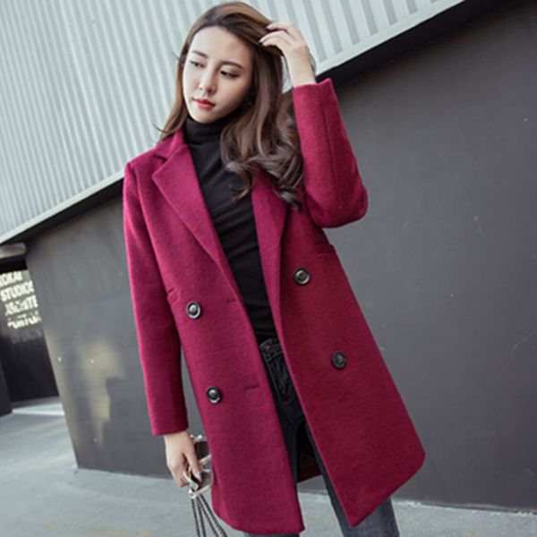 

sell like cakes on the new type long cocoon of woolen cloth coat women cultivate one's morality wool coat, Black