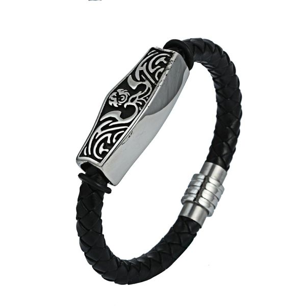 

manufacturers direct selling accessories stainless steel weaving leather strap bracelet retro titanium steel bracelets varved le, Silver