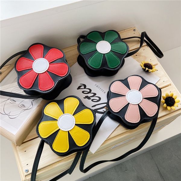 

lovely little girls flower zipper coin purse pu leather cute children's mini shoulder crossbody bags baby kids boys small wallet, White