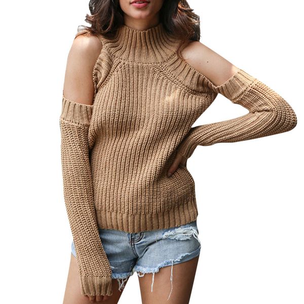 

2019 autumn cold shoulder sweater women long sleeve pullover female sweater knitted casual, White;black